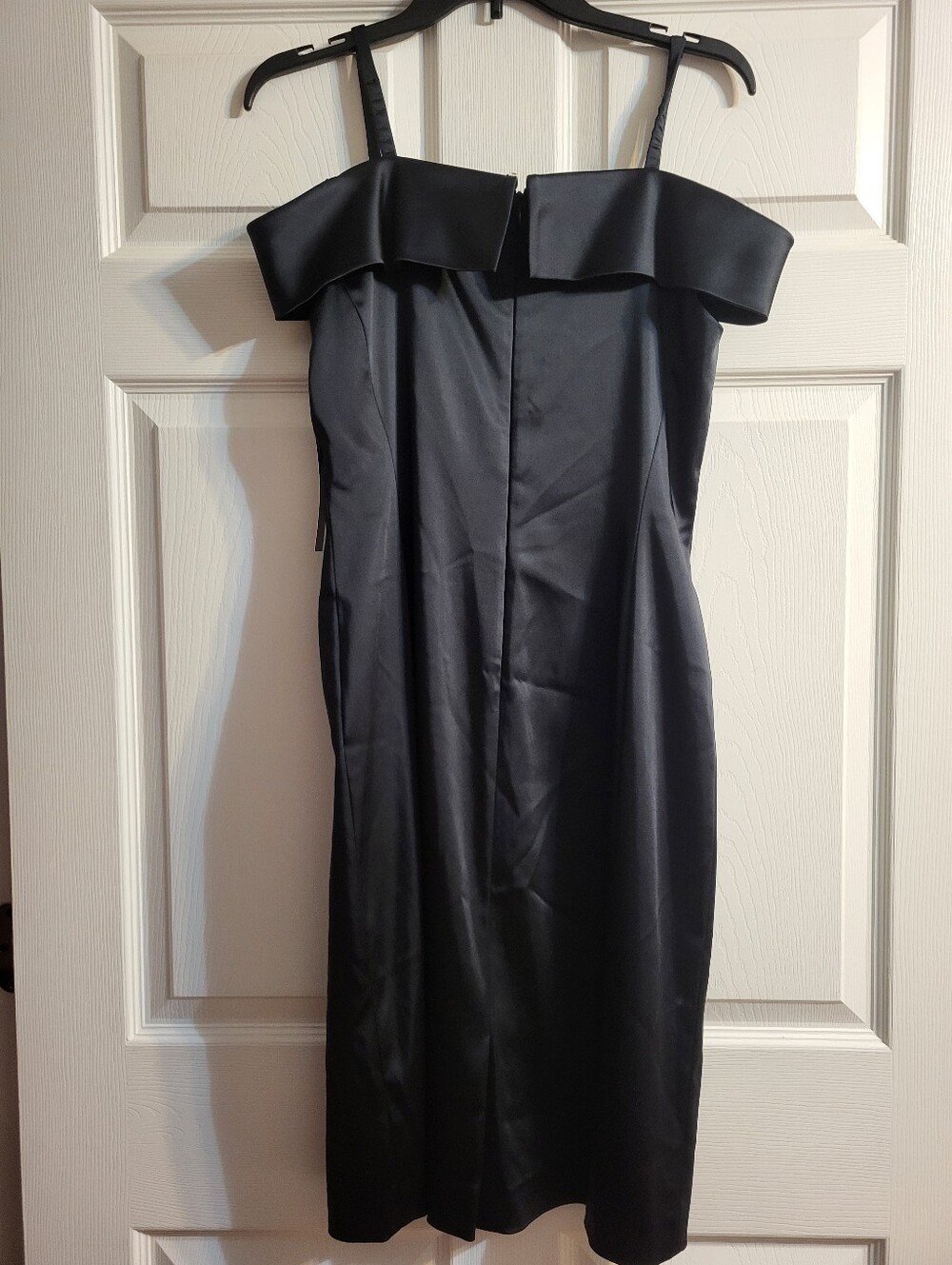 NWT Tahari Classic Midnight Navy Blue Off-Shoulder Midi Dress - Picture 8 of 13